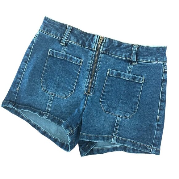 Altar'd State Denim Shorts Front Pocket Front Zip Mini Shorts Size 26 w/ Stretch - Picture 1 of 9